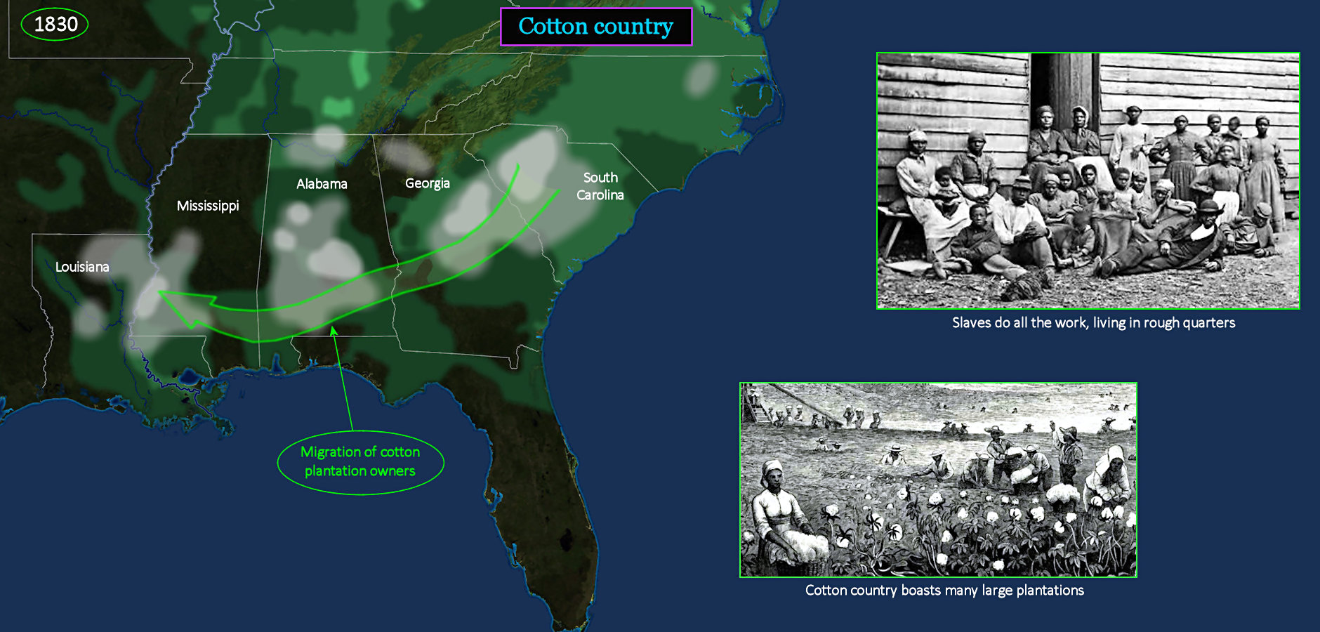 Cotton plantations, 1830s